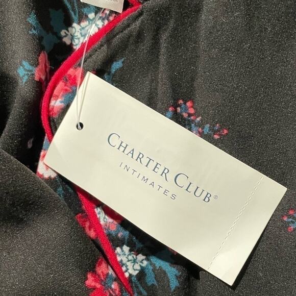 Charter Club Intimates Womens XS Black Floral Print Pajama Sleep Shirt Nightgown - Picture 8 of 8